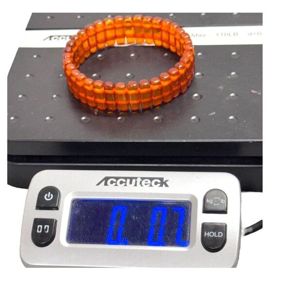 Vintage Stretch Natural Baltic Amber Tone Beaded Stretch Bracelet Real Retro - Picture 6 of 6